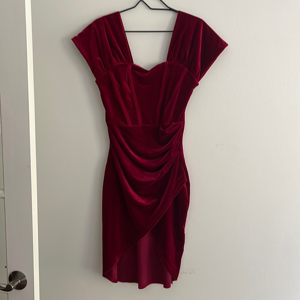 Red velvet cocktail party dress size M